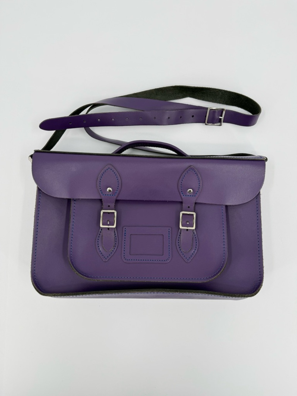 Bohemia Leather Satchel Bag in Purple 14”x10”x4” - Picture 3 of 13